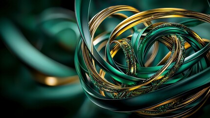 Poster - Dynamic twisting rings abstract art display 3d render digital environment close-up view visual complexity
