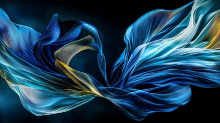 Poster - Dynamic abstract lines swirling and bending digital art vibrant colors dark background artistic concept