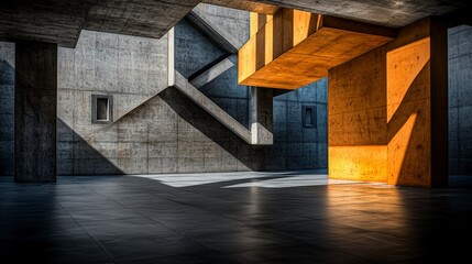 Leinwandbilder - Geometric shapes and shadows in modern architecture urban space abstract art concrete environment artistic viewpoint
