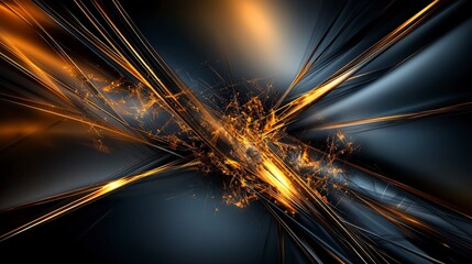 Poster - Dynamic light beams cutting through dark abstract landscape digital art futuristic environment high-contrast view