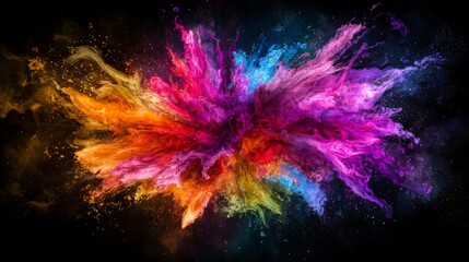 Poster - Vibrant burst of luminous colors in abstract art digital canvas colorful explosion creative space artistic perspective