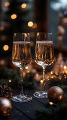 Poster - Toasting with sparkling beverages in a cozy, festive setting