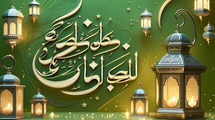 Wall Mural - arabic islamic calligraphy of mosque ai generative