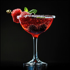 Poster - Berry cocktail with black background.