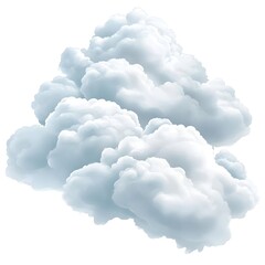 A cluster of fluffy, white clouds on a transparent background, ideal for graphic design.