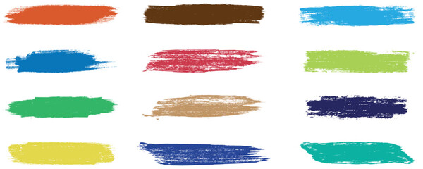 Poster - Set of colorful brush stroke. ink lines, Grunge Paint stripe. Vector grungy paint brush strokes collection, Hand drawn