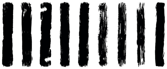 Poster - Brush strokes vector collection, black ink lines, Grunge Paint stripe. Vector grungy paint brush strokes collection, Black ink brush art