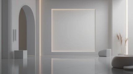 Wall Mural - Sleek Minimalist Interior with White Wall