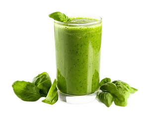 Glass of fresh green smoothie on a transparent background. isolated background.