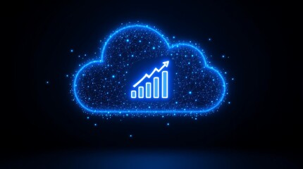 Poster - Cloud with digital growth chart symbolizing SaaS innovation and scalability