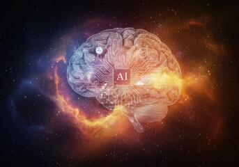 Wall Mural - Digital brain with circuit, concept of artificial intelligence