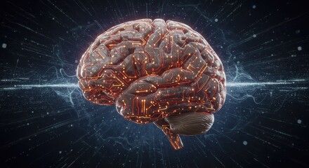 Wall Mural - Digital brain with circuit, concept of artificial intelligence