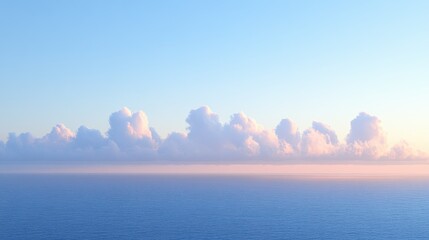 Wall Mural - Serene Seascape: A Tranquil Panorama of Clouds and Ocean at Dawn