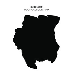 Wall Mural - This illustration displays a solid black outline of Suriname, emphasizing the country’s unique shape and borders clearly marked against a white background for visibility.