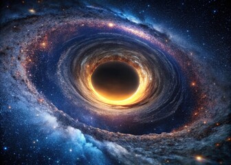Wall Mural - panoramic milky way galaxy with simulated black hole