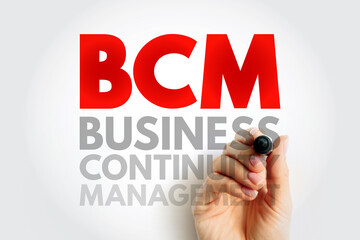 Aufkleber - bcm business continuity management - framework for identifying an organization's risk of exposure to