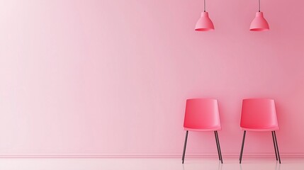 Sticker - Two chairs against a soft pink backdrop