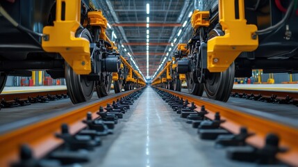 Poster - Engineers testing advanced suspension systems for smoother train rides