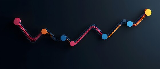 Poster - A modern abstract representation of data trends, featuring colorful lines and nodes against a dark background, symbolizing growth, analysis, and innovation in technology.