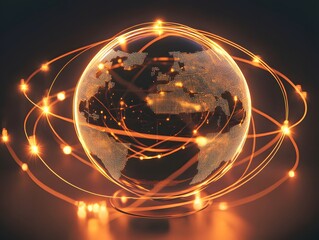 Poster - A stunning representation of the globe illuminated with glowing connections, symbolizing global communication and technological advancement in a digital era.