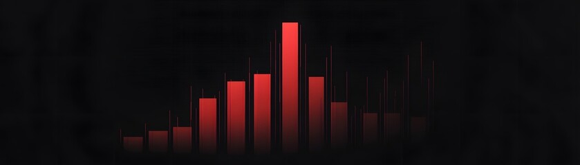 Poster - A stunning visualization of red bar graphs representing data trends and analytics on a dark background, ideal for presentations and business reports.