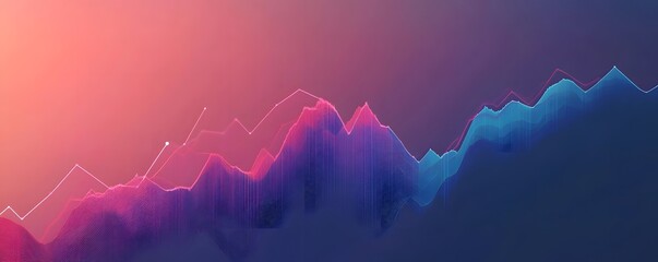 Poster - A vibrant digital landscape featuring a colorful gradient representing rising trends in technology. The abstract design evokes innovation and growth in modern industries.