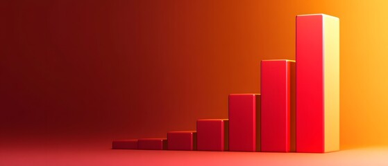 Poster - A vibrant graph showing growth with ascending red bars against an orange background, symbolizing success.