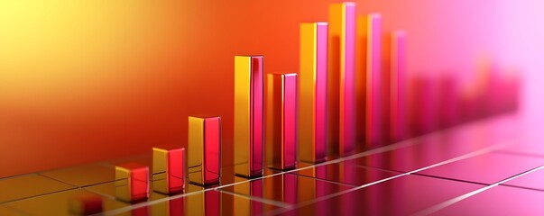 Poster - A vibrant, colorful bar graph showcasing data growth and business success visually represented in a modern style.