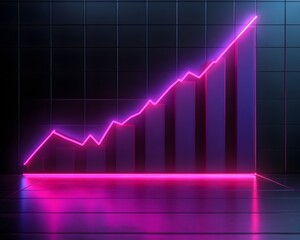 Poster - A vibrant neon pink graph illustrating upward trends in business growth. The modern design represents success and progress in financial metrics with a dynamic, energetic feel.