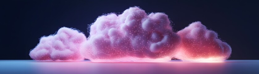 Poster - A whimsical portrayal of soft, pink clouds illuminated by gentle lighting, creating a dreamy and atmospheric ambiance perfect for artistic or creative concepts.