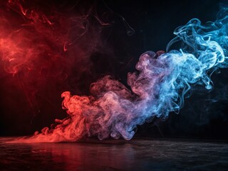 Wall Mural - Red and Blue Smoke Studio Photography: Long Exposure Abstract Art