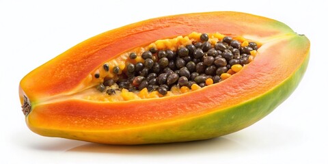 Canvas Print - Ripe Papaya Isolated on White Background - Fresh Tropical Fruit