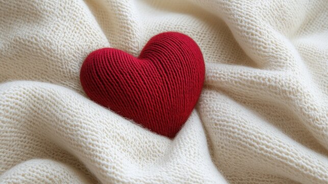 A handcrafted Valentine's Day card with a D heart design, laid on a soft cloth background with room for text.