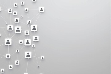 Aufkleber - Abstract representation of social network connections on light grey background.