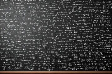Poster - Blackboard filled with mathematical equations, formulas, and diagrams.