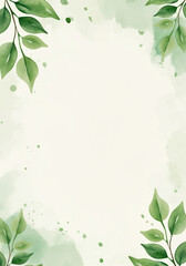 Poster - Leaves with Watercolor Background and Greenery Design