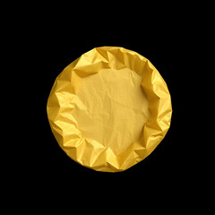 Poster - Round gold crumpled paper texture