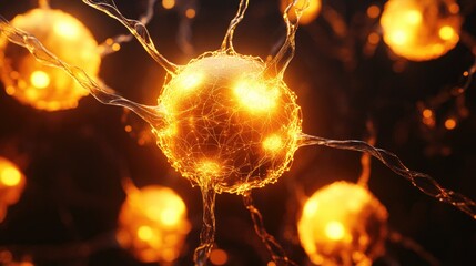 Poster - Dynamic spheres in a neural network, glowing and connected, symbolizing cryptocurrency and artificial intelligence.