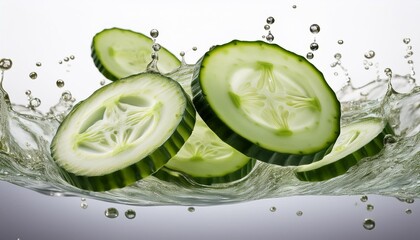 Wall Mural - cucumber and water drops