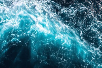 Aufkleber - Turbulent turquoise ocean waves with foamy white highlights.