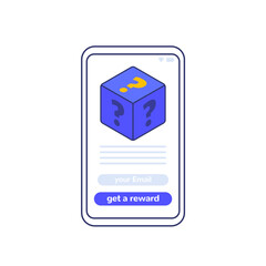 Wall Mural - rewards mobile app design, cube with question marks and a phone vector