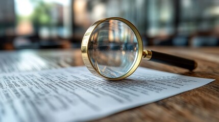 Aufkleber - Close inspection of document with a magnifying glass representing detailed analysis and careful investigation in a business context