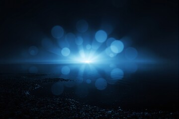 Aufkleber - Abstract blue bokeh lights over water surface.