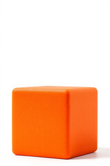 Poster - Single orange cube on white background