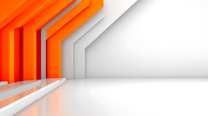 Poster - Clean Geometric Minimalist Design with White and Orange Elements
