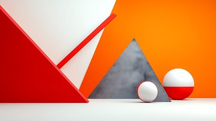 Poster - Clean and Minimalist Geometric Shapes in Bright Color Composition