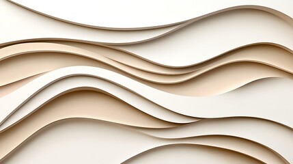 Poster - Clean Minimalist Abstract Design in White and Beige Wave Patterns