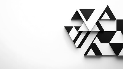 Poster - Minimalist Black and White Geometric Composition with Triangles