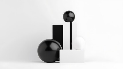 Poster - Minimalist Composition with Clean Shapes in Black and White Style