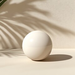 Poster - Minimalist White Sphere with Shadow on Clean Neutral Background